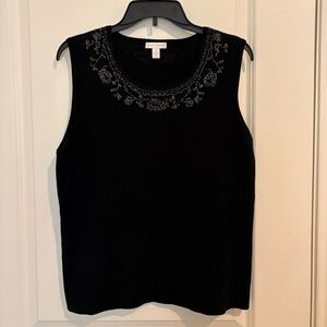 Charter Club Black Embellished sleeveless sweater